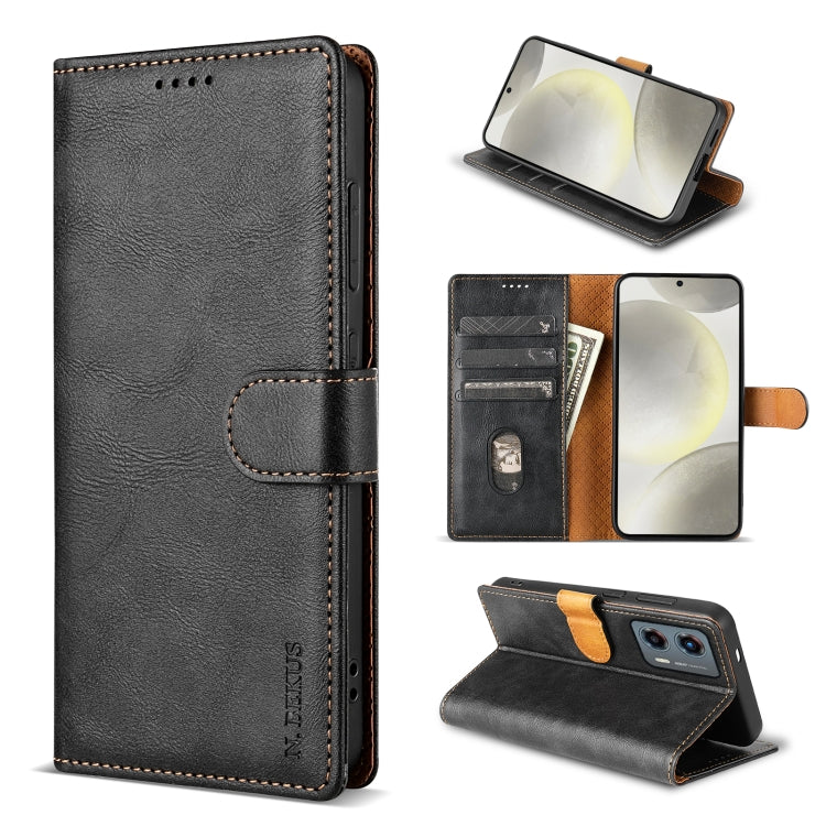 For Motorola Moto G Stylus 2024 N.BEKUS CSJ-P1 Solid Color Leather Phone Case(Black) - Motorola Cases by N.BEKUS | Online Shopping South Africa | PMC Jewellery | Buy Now Pay Later Mobicred