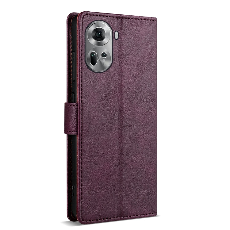 For OPPO Reno11 Pro 5G Global N.BEKUS CSJ-P1 Solid Color Leather Phone Case(Wine Red) - Reno11 Pro Cases by N.BEKUS | Online Shopping South Africa | PMC Jewellery | Buy Now Pay Later Mobicred