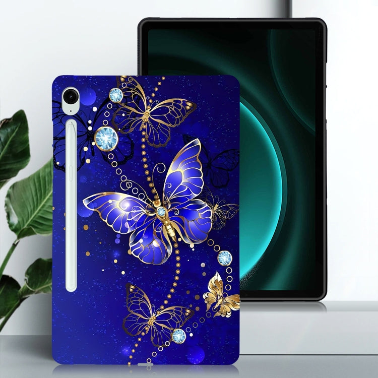 For Samsung Galaxy Tab S9 / S9 FE Color Painting Pattern Smart Tablet TPU Case(Blue Butterfly) - Galaxy Tab S9 Cases by PMC Jewellery | Online Shopping South Africa | PMC Jewellery | Buy Now Pay Later Mobicred