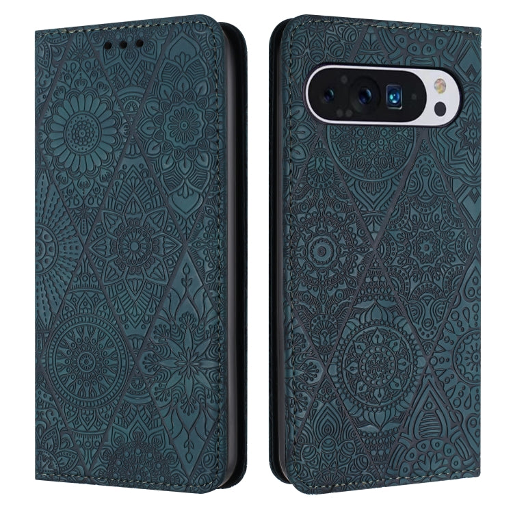 For Google Pixel 9 Pro XL Ethnic Embossed Adsorption Leather Phone Case(Blue) - Google Cases by PMC TechLife | Online Shopping South Africa | PMC TechLife | Buy Now Pay Later Mobicred