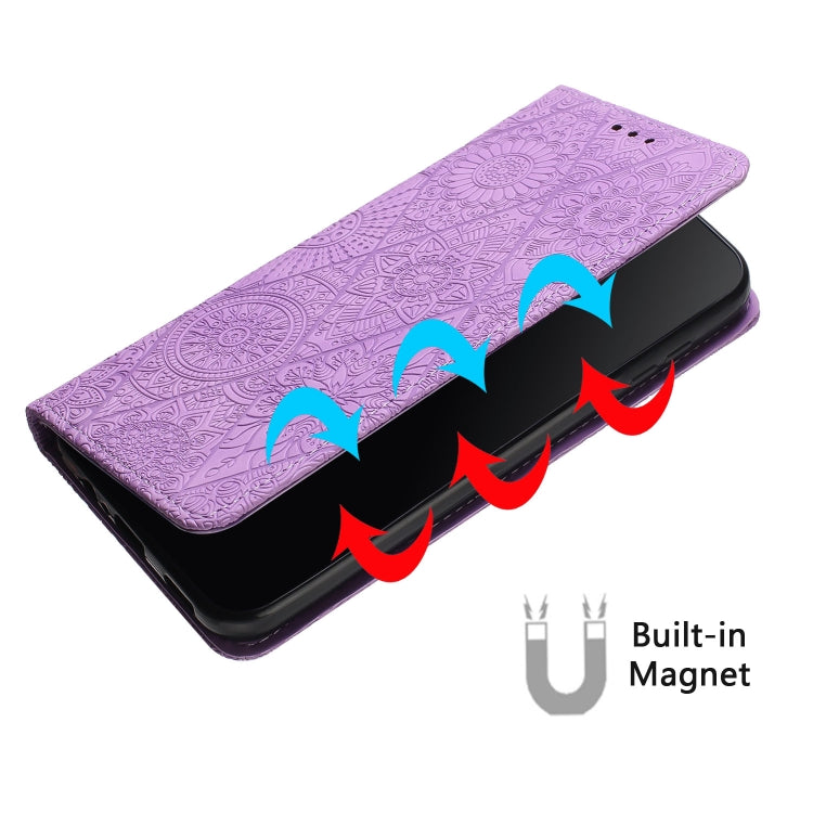 For Google Pixel 9 / 9 Pro Ethnic Embossed Adsorption Leather Phone Case(Purple) - Google Cases by PMC TechLife | Online Shopping South Africa | PMC TechLife | Buy Now Pay Later Mobicred