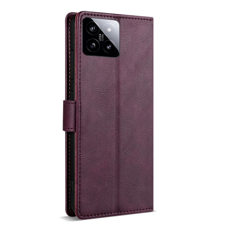 For Xiaomi 14 N.BEKUS CSJ-P1 Solid Color Leather Phone Case(Wine Red) - 14 Cases by N.BEKUS | Online Shopping South Africa | PMC Jewellery | Buy Now Pay Later Mobicred