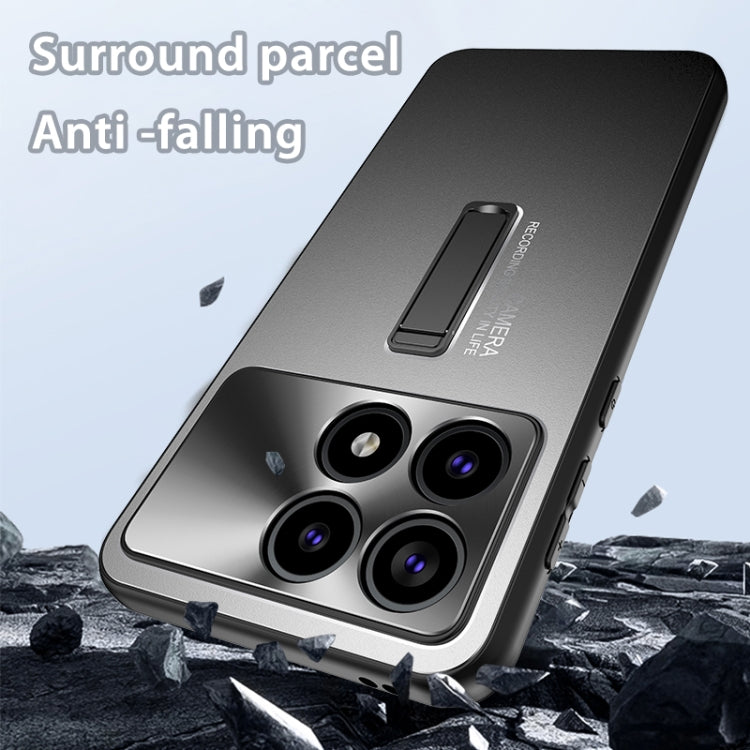 For Redmi K70 Ultra Frosted Metal Hybrid TPU Holder Phone Case(Black) - Xiaomi Cases by PMC Jewellery | Online Shopping South Africa | PMC Jewellery | Buy Now Pay Later Mobicred