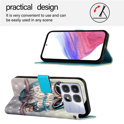 For Redmi K70 Ultra 5G Global 3D Painting Horizontal Flip Leather Phone Case(Grey Owl) - Xiaomi Cases by PMC Jewellery | Online Shopping South Africa | PMC Jewellery | Buy Now Pay Later Mobicred