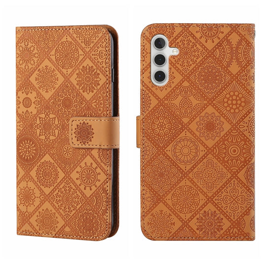 For Samsung Galaxy S25+ 5G Ethnic Style Embossed Pattern Leather Phone Case(Brown) - Galaxy S25+ 5G Cases by PMC Jewellery | Online Shopping South Africa | PMC Jewellery | Buy Now Pay Later Mobicred