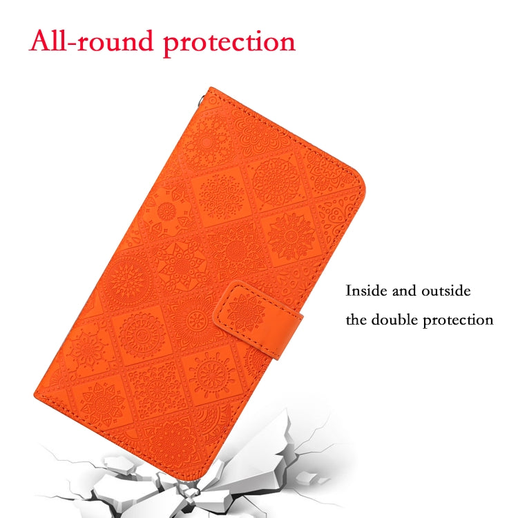 For Samsung Galaxy S25+ 5G Ethnic Style Embossed Pattern Leather Phone Case(Orange) - Galaxy S25+ 5G Cases by PMC Jewellery | Online Shopping South Africa | PMC Jewellery | Buy Now Pay Later Mobicred