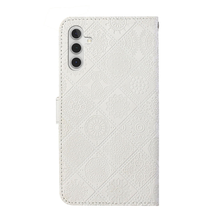 For Samsung Galaxy S25+ 5G Ethnic Style Embossed Pattern Leather Phone Case(White) - Galaxy S25+ 5G Cases by PMC Jewellery | Online Shopping South Africa | PMC Jewellery | Buy Now Pay Later Mobicred