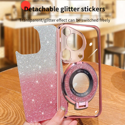 For Huawei Pura 70 Ultra Plated Gradient Glitter Round Holder TPU Phone Case(Pink) - Huawei Cases by PMC Jewellery | Online Shopping South Africa | PMC Jewellery | Buy Now Pay Later Mobicred