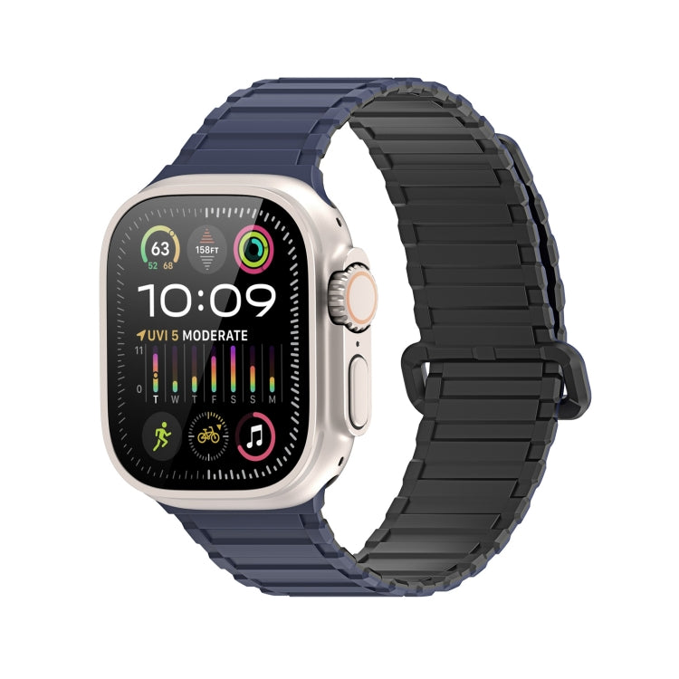 For Apple Watch Ultra 49mm DUX DUCIS KJ Series Magnetic Buckle Silicone Watch Band(Black Blue) - Watch Bands by DUX DUCIS | Online Shopping South Africa | PMC Jewellery | Buy Now Pay Later Mobicred