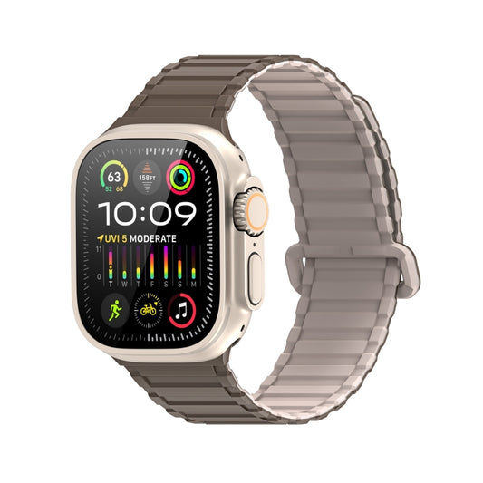 For Apple Watch SE 44mm DUX DUCIS KJ Series Magnetic Buckle Silicone Watch Band(Brown Grey) - Watch Bands by DUX DUCIS | Online Shopping South Africa | PMC Jewellery | Buy Now Pay Later Mobicred