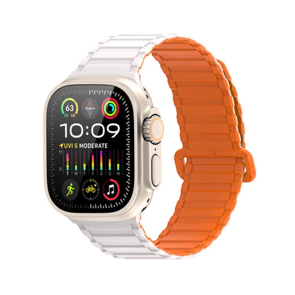 For Apple Watch SE 44mm DUX DUCIS KJ Series Magnetic Buckle Silicone Watch Band(Starlight Orange) - Watch Bands by DUX DUCIS | Online Shopping South Africa | PMC Jewellery | Buy Now Pay Later Mobicred