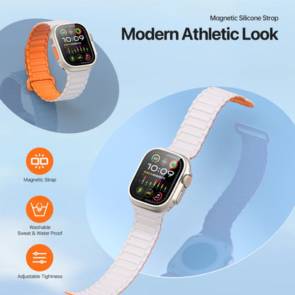 For Apple Watch SE 44mm DUX DUCIS KJ Series Magnetic Buckle Silicone Watch Band(Starlight Orange) - Watch Bands by DUX DUCIS | Online Shopping South Africa | PMC Jewellery | Buy Now Pay Later Mobicred