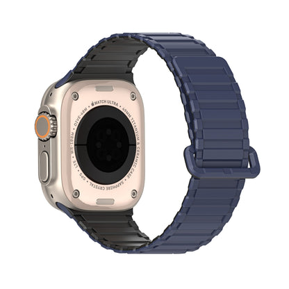 For Apple Watch Series 5 44mm DUX DUCIS KJ Series Magnetic Buckle Silicone Watch Band(Black Blue) - Watch Bands by DUX DUCIS | Online Shopping South Africa | PMC Jewellery | Buy Now Pay Later Mobicred