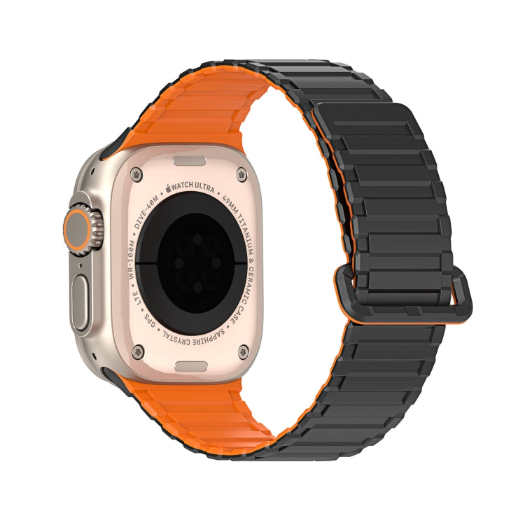 For Apple Watch Series 4 44mm DUX DUCIS KJ Series Magnetic Buckle Silicone Watch Band(Black Orange) - Watch Bands by DUX DUCIS | Online Shopping South Africa | PMC Jewellery | Buy Now Pay Later Mobicred