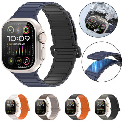 For Apple Watch Ultra 49mm DUX DUCIS KJ Series Magnetic Buckle Silicone Watch Band(Black Orange) - Watch Bands by DUX DUCIS | Online Shopping South Africa | PMC Jewellery | Buy Now Pay Later Mobicred