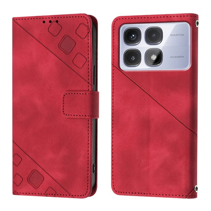 For Redmi K70 Ultra 5G Global Skin-feel Embossed Leather Phone Case(Red) - Xiaomi Cases by PMC Jewellery | Online Shopping South Africa | PMC Jewellery | Buy Now Pay Later Mobicred