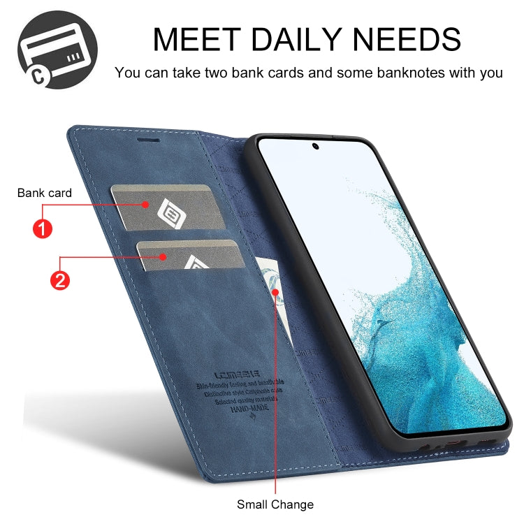 For Samsung Galaxy S24 FE 5G LC.IMEEKE Strong Magnetism Microfiber Leather Phone Case(Blue) - free shipping - PMC Jewellery - Order now!