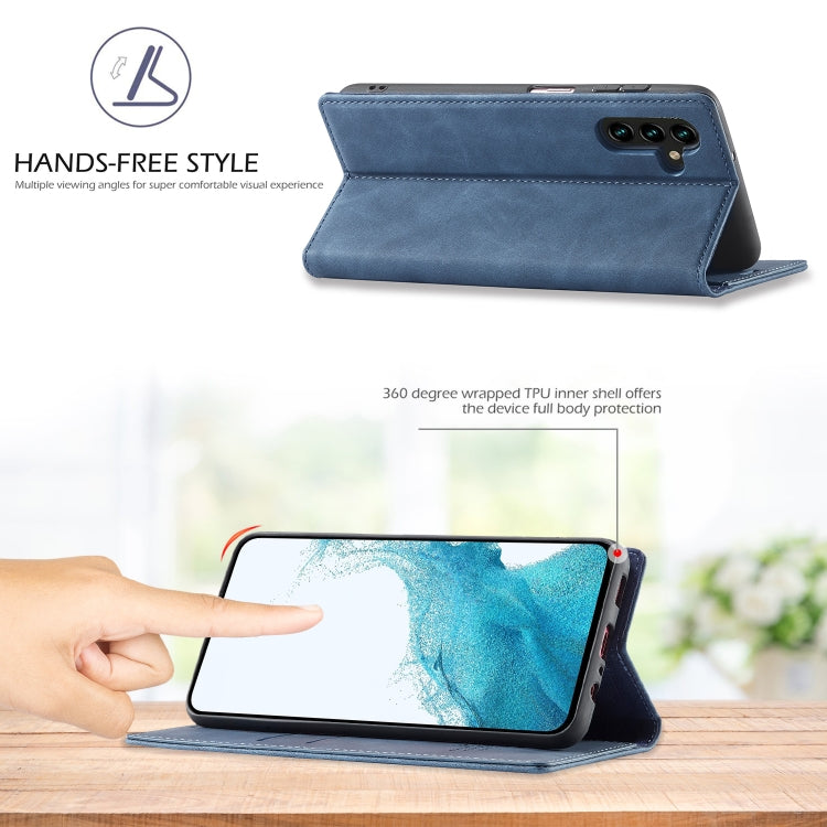 For Samsung Galaxy S24 FE 5G LC.IMEEKE Strong Magnetism Microfiber Leather Phone Case(Blue) - Galaxy S24 FE 5G Cases by LC.IMEEKE | Online Shopping South Africa | PMC Jewellery | Buy Now Pay Later Mobicred