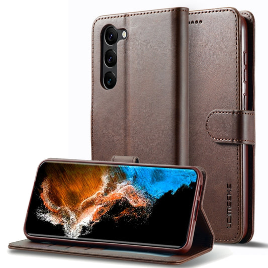 For Samsung Galaxy S25 5G LC.IMEEKE Calf Texture Leather Phone Case(Coffee) - Galaxy S25 5G Cases by LC.IMEEKE | Online Shopping South Africa | PMC Jewellery | Buy Now Pay Later Mobicred