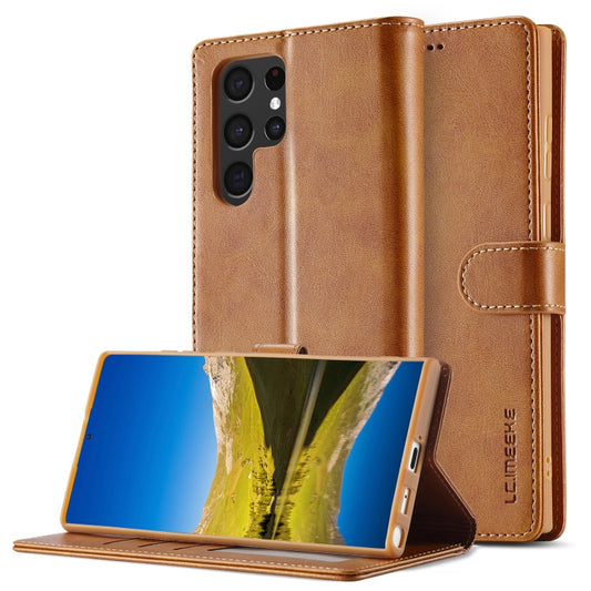 For Samsung Galaxy S25 Ultra 5G LC.IMEEKE Calf Texture Leather Phone Case(Brown) - Galaxy S25 Ultra 5G Cases by LC.IMEEKE | Online Shopping South Africa | PMC Jewellery | Buy Now Pay Later Mobicred