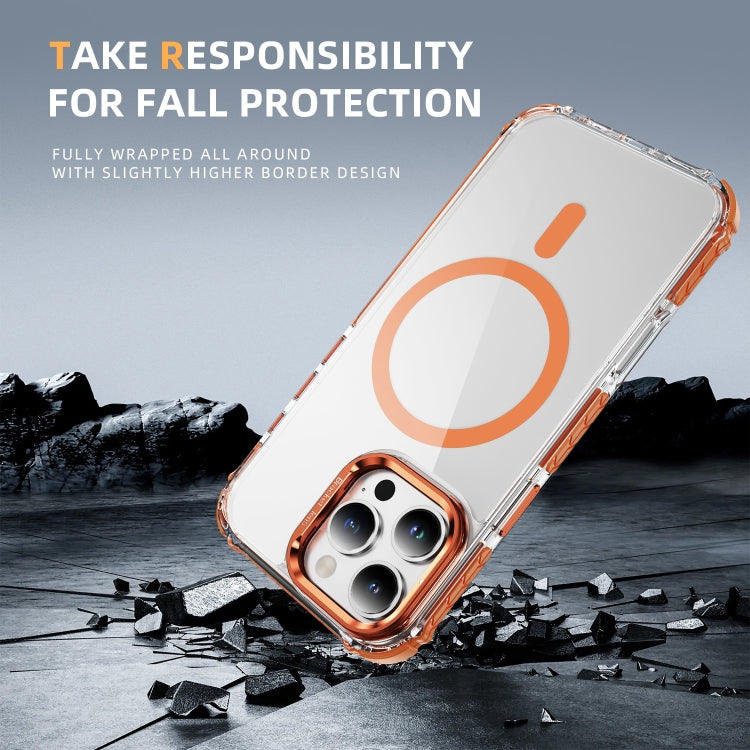 For iPhone 16 Pro Max Rainbow Series Transparent MagSafe Lens Holder Phone Case(Orange) - iPhone 16 Pro Max Cases by PMC TechLife | Online Shopping South Africa | PMC TechLife | Buy Now Pay Later Mobicred