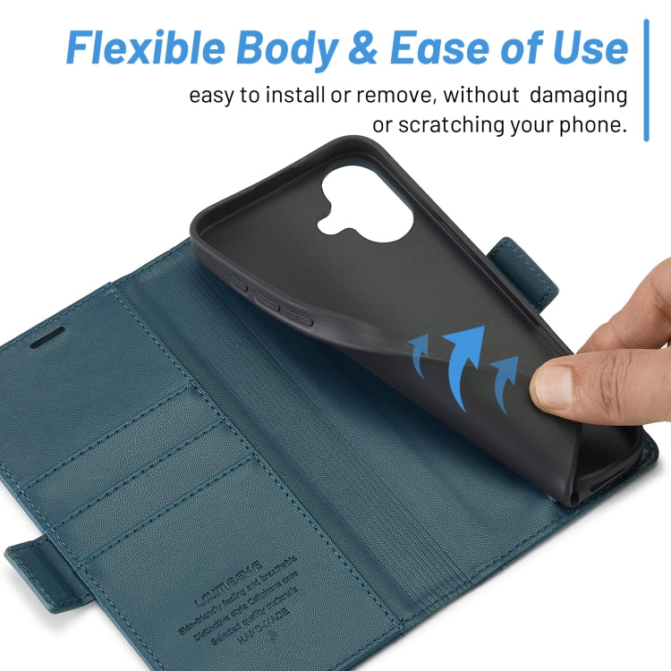 For iPhone 16 LC.IMEEKE Skin-friendly Card Slots Leather Phone Case(Blue) - iPhone 16 Cases by LC.IMEEKE | Online Shopping South Africa | PMC TechLife | Buy Now Pay Later Mobicred