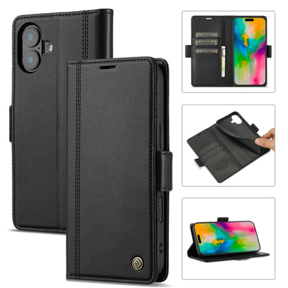 For iPhone 16 Plus LC.IMEEKE Skin-friendly Card Slots Leather Phone Case(Black) - iPhone 16 Plus Cases by LC.IMEEKE | Online Shopping South Africa | PMC Jewellery | Buy Now Pay Later Mobicred