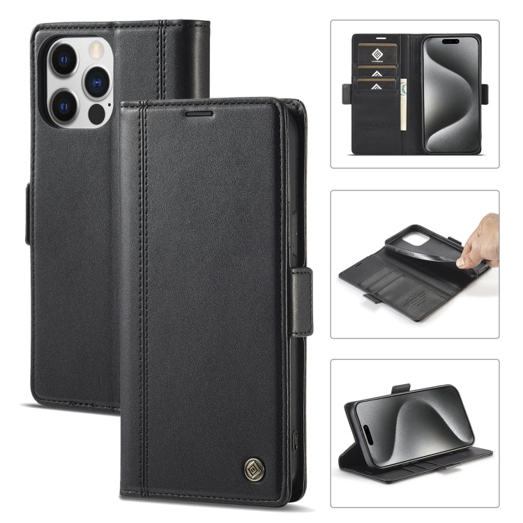 For iPhone 16 Pro Max LC.IMEEKE Skin-friendly Card Slots Leather Phone Case(Black) - iPhone 16 Pro Max Cases by LC.IMEEKE | Online Shopping South Africa | PMC Jewellery | Buy Now Pay Later Mobicred