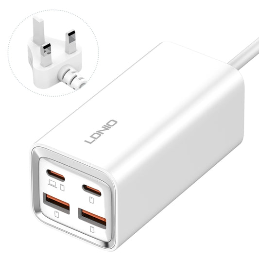 LDNIO A4610C PD65W Dual USB-C / Type-C + Dual USB Fast Charger, Cable Length: 1.5m, Plug Type:UK Plug(White) - USB Charger by LDNIO | Online Shopping South Africa | PMC Jewellery | Buy Now Pay Later Mobicred