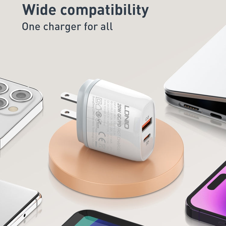 LDNIO Q229 QC3.0 / PD20W USB + Type-C Fast Charger with 1m Type-C to Type-C Cable, Plug Type:UK Plug(White) - free shipping - PMC TechLife - Order now!