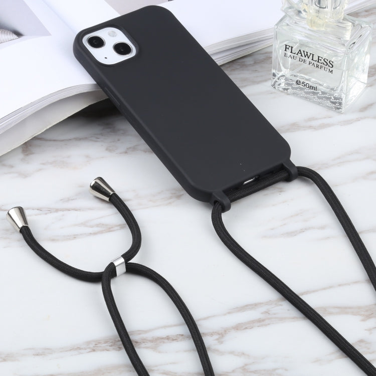 For iPhone 16 Plus Candy Colors TPU Protective Phone Case with Lanyard(Black) - iPhone 16 Plus Cases by PMC TechLife | Online Shopping South Africa | PMC TechLife | Buy Now Pay Later Mobicred