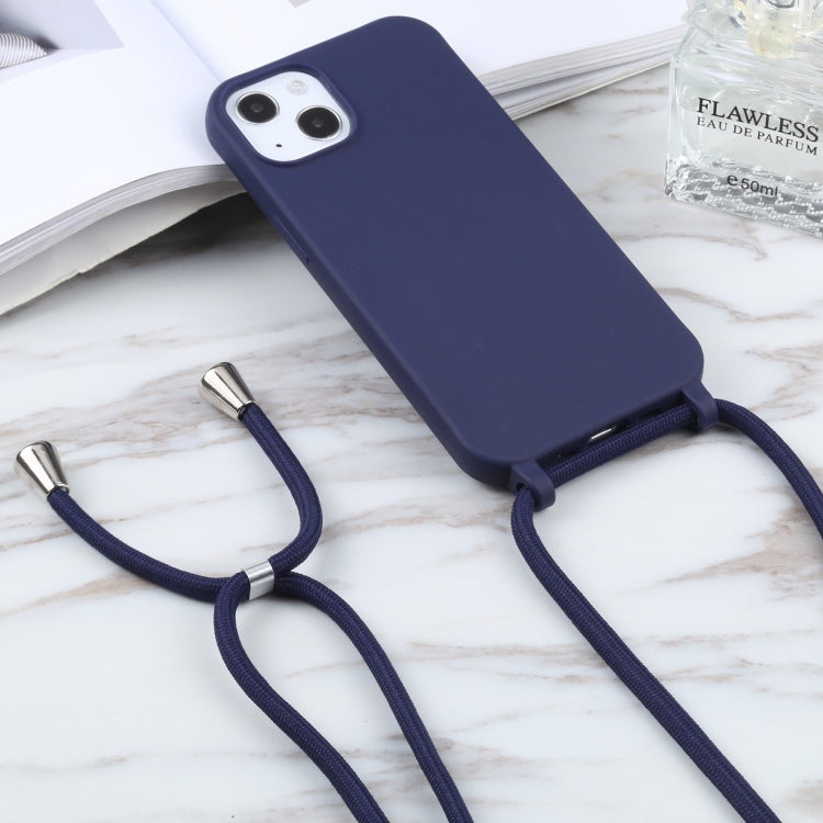 For iPhone 16 Candy Colors TPU Protective Phone Case with Lanyard(Dark Blue) - iPhone 16 Cases by PMC TechLife | Online Shopping South Africa | PMC TechLife | Buy Now Pay Later Mobicred