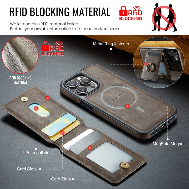 For iPhone 15 Pro Max DG.MING K1 MagSafe Detachable Wallet RFID Back Cover Phone Case(Coffee) - free shipping - PMC Jewellery - Order now!