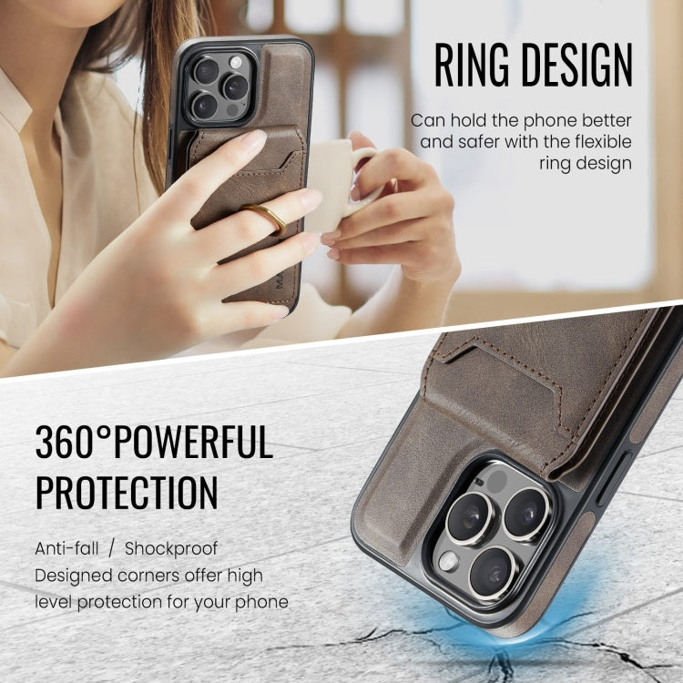 For iPhone 15 Pro DG.MING K1 MagSafe Detachable Wallet RFID Back Cover Phone Case(Coffee) - iPhone 15 Pro Cases by DG.MING | Online Shopping South Africa | PMC Jewellery | Buy Now Pay Later Mobicred