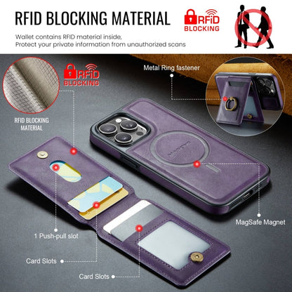 For iPhone 15 Plus DG.MING K1 MagSafe Detachable Wallet RFID Back Cover Phone Case(Purple) - iPhone 15 Plus Cases by DG.MING | Online Shopping South Africa | PMC Jewellery | Buy Now Pay Later Mobicred