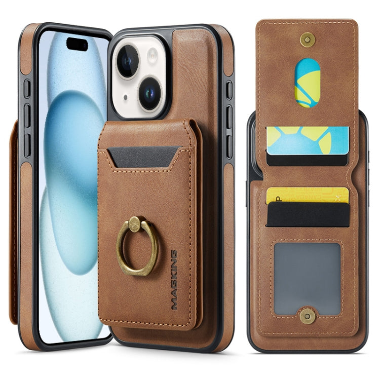 For iPhone 15 Plus DG.MING K1 MagSafe Detachable Wallet RFID Back Cover Phone Case(Brown) - iPhone 15 Plus Cases by DG.MING | Online Shopping South Africa | PMC Jewellery | Buy Now Pay Later Mobicred