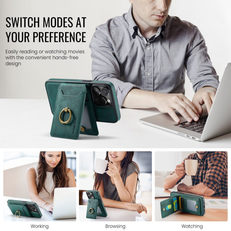 For iPhone 15 Plus DG.MING K1 MagSafe Detachable Wallet RFID Back Cover Phone Case(Green) - free shipping - PMC Jewellery - Order now!