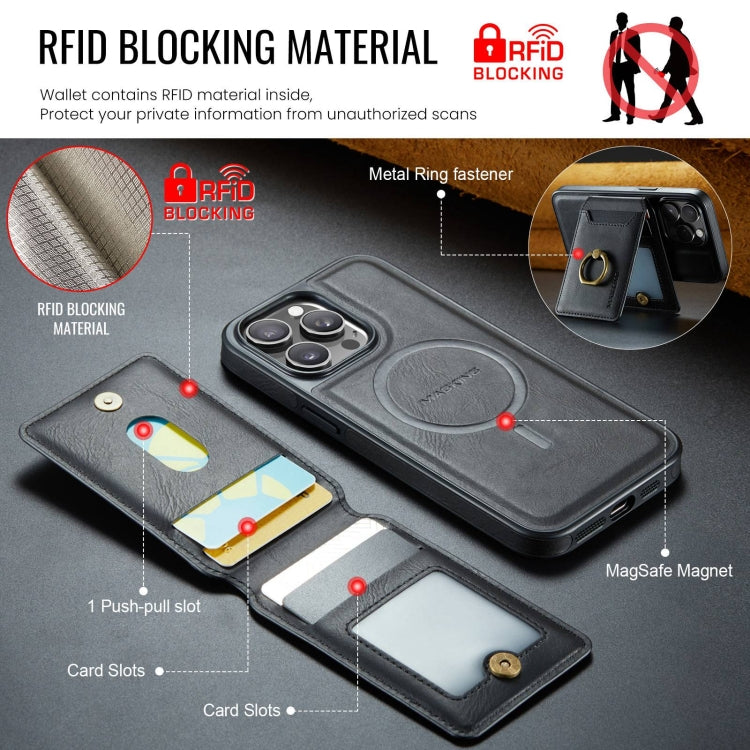 For iPhone 15 DG.MING K1 MagSafe Detachable Wallet RFID Back Cover Phone Case(Black) - iPhone 15 Cases by DG.MING | Online Shopping South Africa | PMC Jewellery | Buy Now Pay Later Mobicred