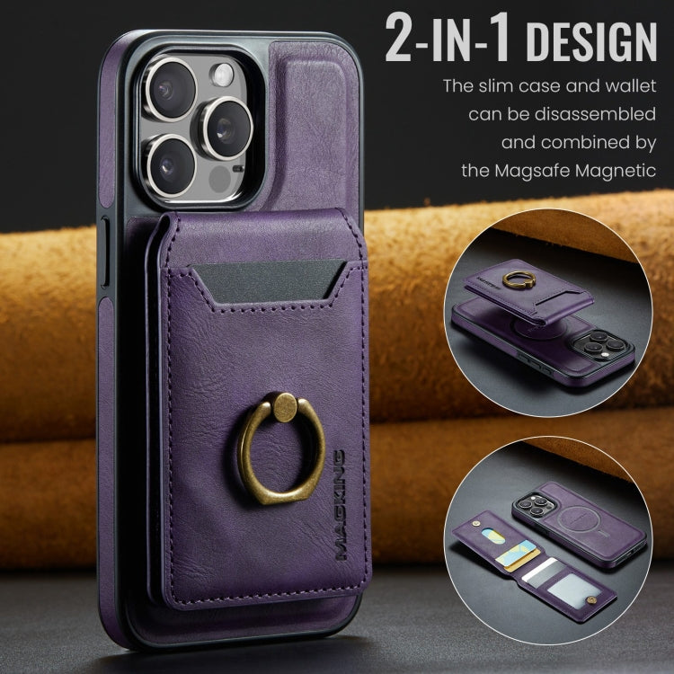 For iPhone 14 DG.MING K1 MagSafe Detachable Wallet RFID Back Cover Phone Case(Purple) - iPhone 14 Cases by DG.MING | Online Shopping South Africa | PMC Jewellery | Buy Now Pay Later Mobicred