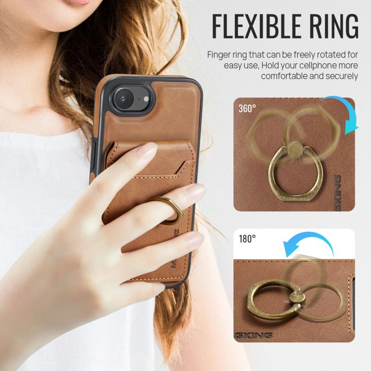 For iPhone 16e DG.MING K1 MagSafe Detachable Wallet RFID Back Cover Phone Case(Brown) - free shipping - PMc TechLife - Order now!