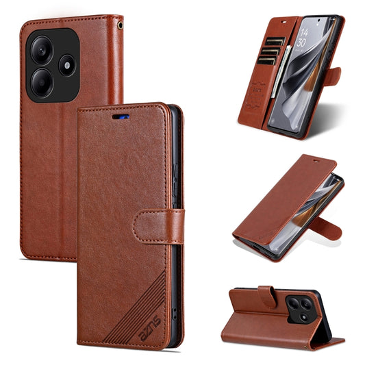 For Redmi Note 14 5G AZNS Sheepskin Texture Flip Leather Phone Case(Brown) - Note 14 Cases by AZNS | Online Shopping South Africa | PMC Jewellery | Buy Now Pay Later Mobicred