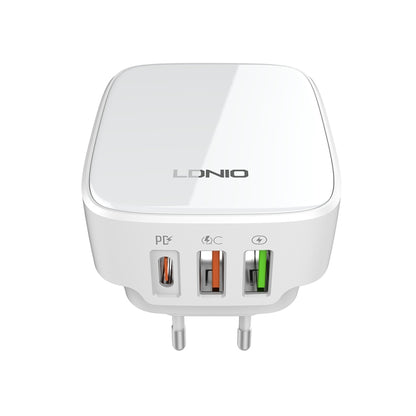 LDNIO Q334 32W Type-C + Dual USB Port Charger with 1m USB-C / Type-C Data Cable, Plug Type:EU Plug(White) - USB Charger by LDNIO | Online Shopping South Africa | PMC Jewellery | Buy Now Pay Later Mobicred