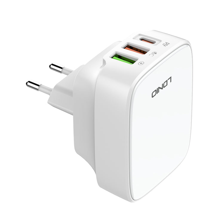 LDNIO Q334 32W Type-C + Dual USB Port Charger with 1m USB-C / Type-C to USB-C / Type-C Data Cable, Plug Type:EU Plug(White) - USB Charger by LDNIO | Online Shopping South Africa | PMC Jewellery | Buy Now Pay Later Mobicred