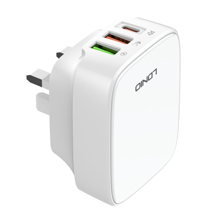 LDNIO Q334 32W Type-C + Dual USB Port Charger with 1m USB-C / Type-C to USB-C / Type-C Data Cable, Plug Type:UK Plug(White) - USB Charger by LDNIO | Online Shopping South Africa | PMC Jewellery | Buy Now Pay Later Mobicred