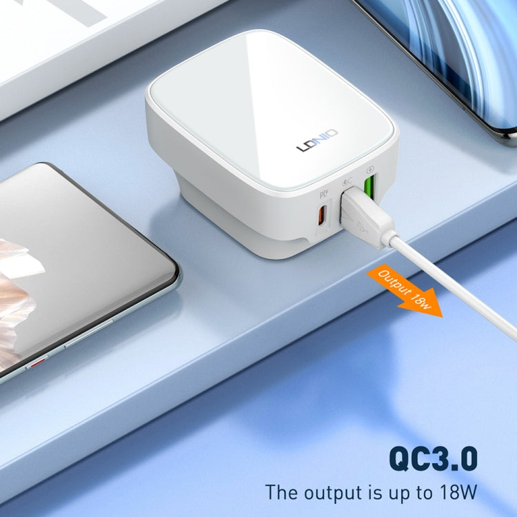 LDNIO Q334 32W Type-C + Dual USB Port Charger with 1m USB-C / Type-C to USB-C / Type-C Data Cable, Plug Type:EU Plug(White) - USB Charger by LDNIO | Online Shopping South Africa | PMC Jewellery | Buy Now Pay Later Mobicred