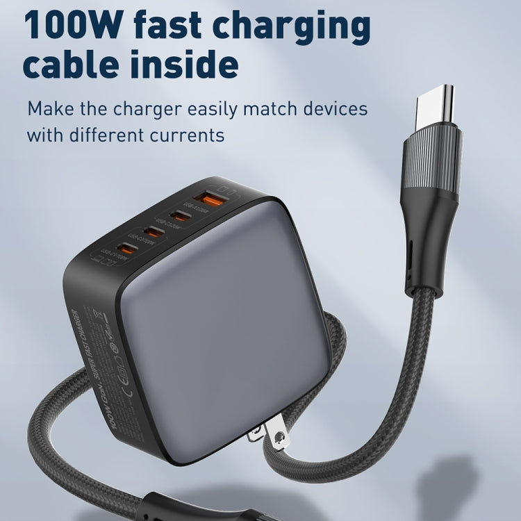 LDNIO Q408 100W GaN USB+3 USB-C / Type-C Interface Charger with 1m 100W USB-C / Type-C to USB-C / Type-C Data Cable, Plug Type:US Plug(White) - USB Charger by LDNIO | Online Shopping South Africa | PMC Jewellery | Buy Now Pay Later Mobicred