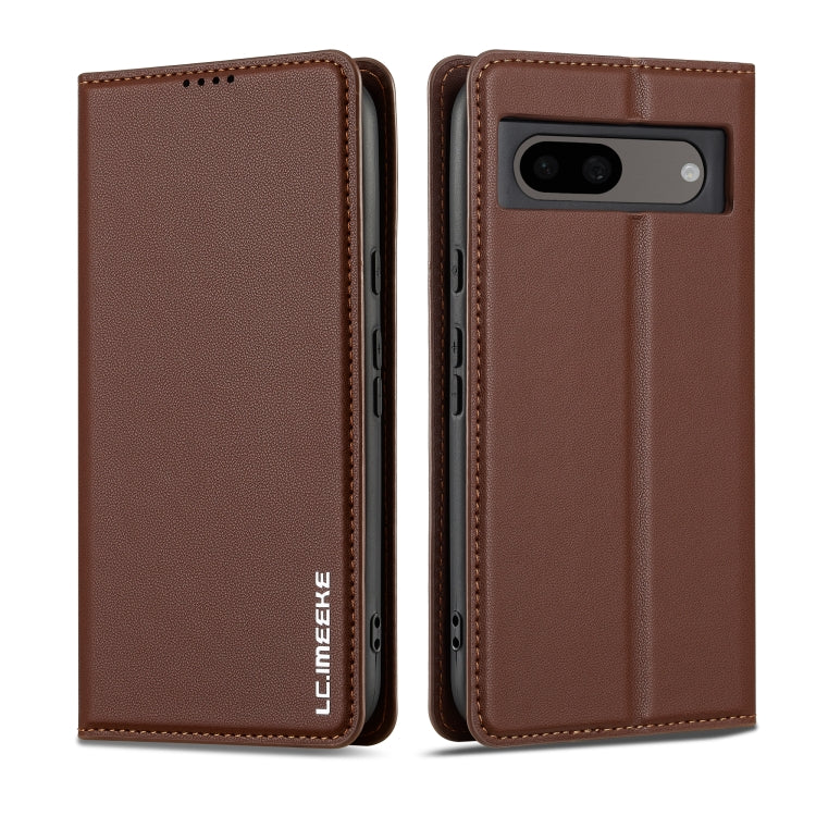 For Google Pixel 8A LC.IMEEKE L1 Series Frosted Fine Texture PU Phone Case(Brown) - Google Cases by LC.IMEEKE | Online Shopping South Africa | PMC Jewellery | Buy Now Pay Later Mobicred