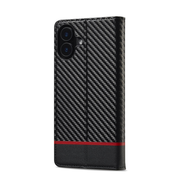 For iPhone 16 LC.IMEEKE Carbon Fiber Leather Phone Case(Horizontal Black) - free shipping - PMC Jewellery - Order now!