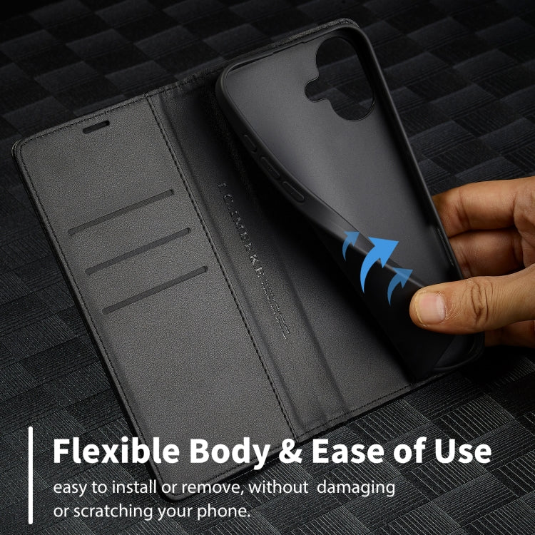 For iPhone 16 LC.IMEEKE Carbon Fiber Leather Phone Case(Horizontal Black) - free shipping - PMC Jewellery - Order now!