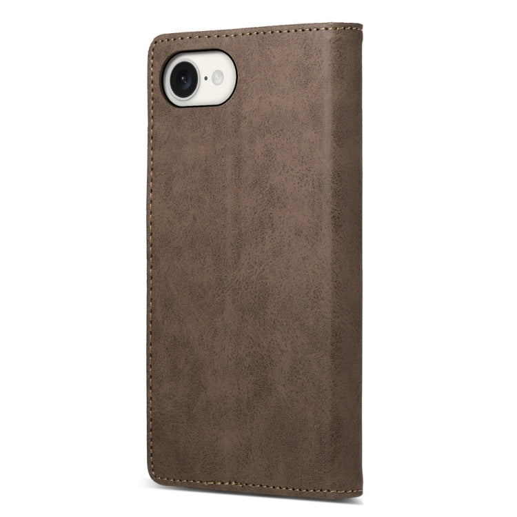 For iPhone 16e Business Solid Color Magnetic RFID Leather Phone Case(Brown) - iPhone 16e Cases by PMC TechLife | Online Shopping South Africa | PMC TechLife | Buy Now Pay Later Mobicred